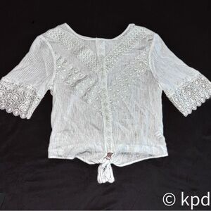 White Lace Cropped Top
